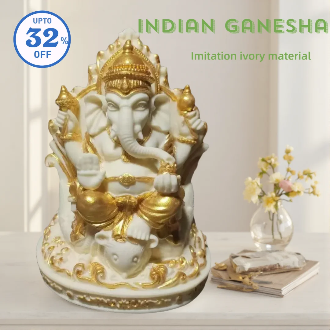 Resin Art India - รูปปั้นพระพิฆเนศฮินดู สำหรับตกแต่งโต๊ะบูชาวัด ห้องทำงาน หรือบ้าน ของตกแต่งและเครื่องประดับ ของขวัญเสริมสิริมงคล