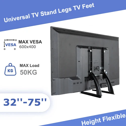 범용 TV 대형 스탠드 높이 조절 베이스, 최대 75 인치, 최대 VESA 600x400mm, 다리 스탠드, 최대 110 lbs 