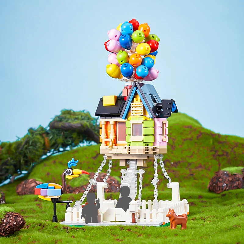 Funxinee kit de modelo de montagem técnica criativa, casa de balão, tijolos de construção moc, haste educacional, presente de aniversário de natal, 686 peças