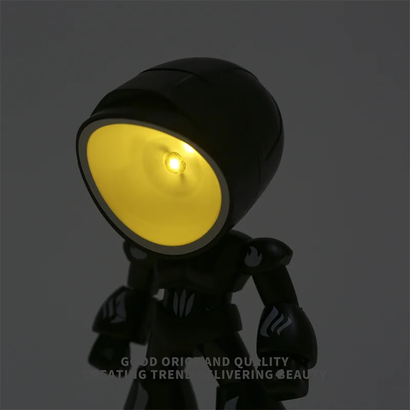 11 cm rotante LED illuminato robot figura ornamento da scrivania decorazione desktop creativa mini luce notturna regalo per ufficio casa camera da letto
