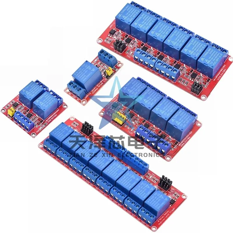 1/2/4/8-Channel 5/9/12/24V Relay Module Optocoupler Isolation High and Low Level Trigger Microcontroller Red Board