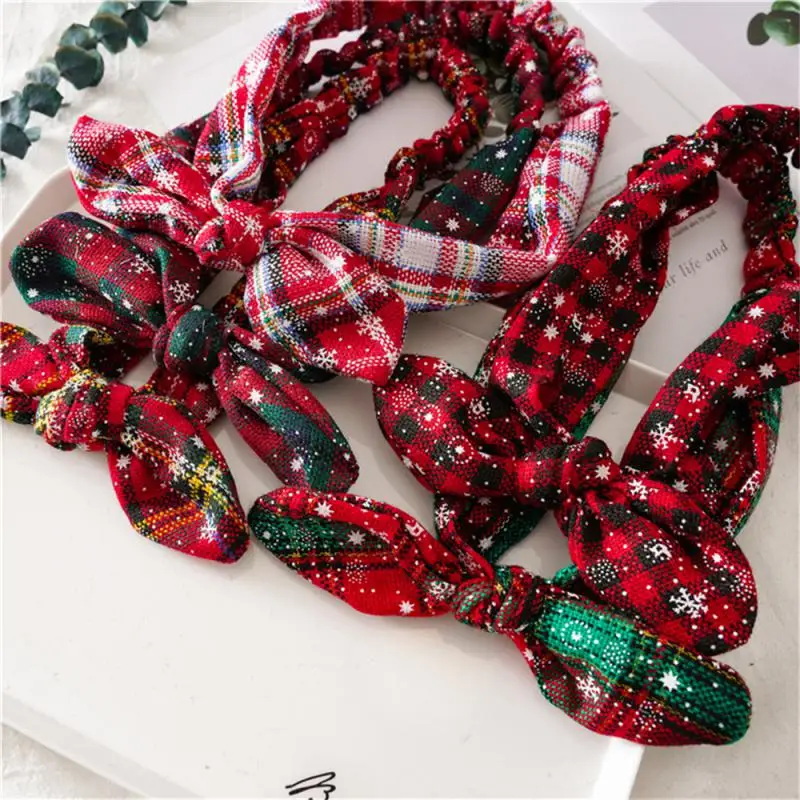 Christmas Hair Rope Christmas Hair Band  Women's Elastic Rabbit Ears Headband Tri-state Jewelry Knot Headband