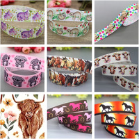 DHK 50yards Cow Bull Rhino Sloth Horse Koala Printed Grosgrain Ribbon Accessories Decoration Collar DIY Sewing Craft S2533