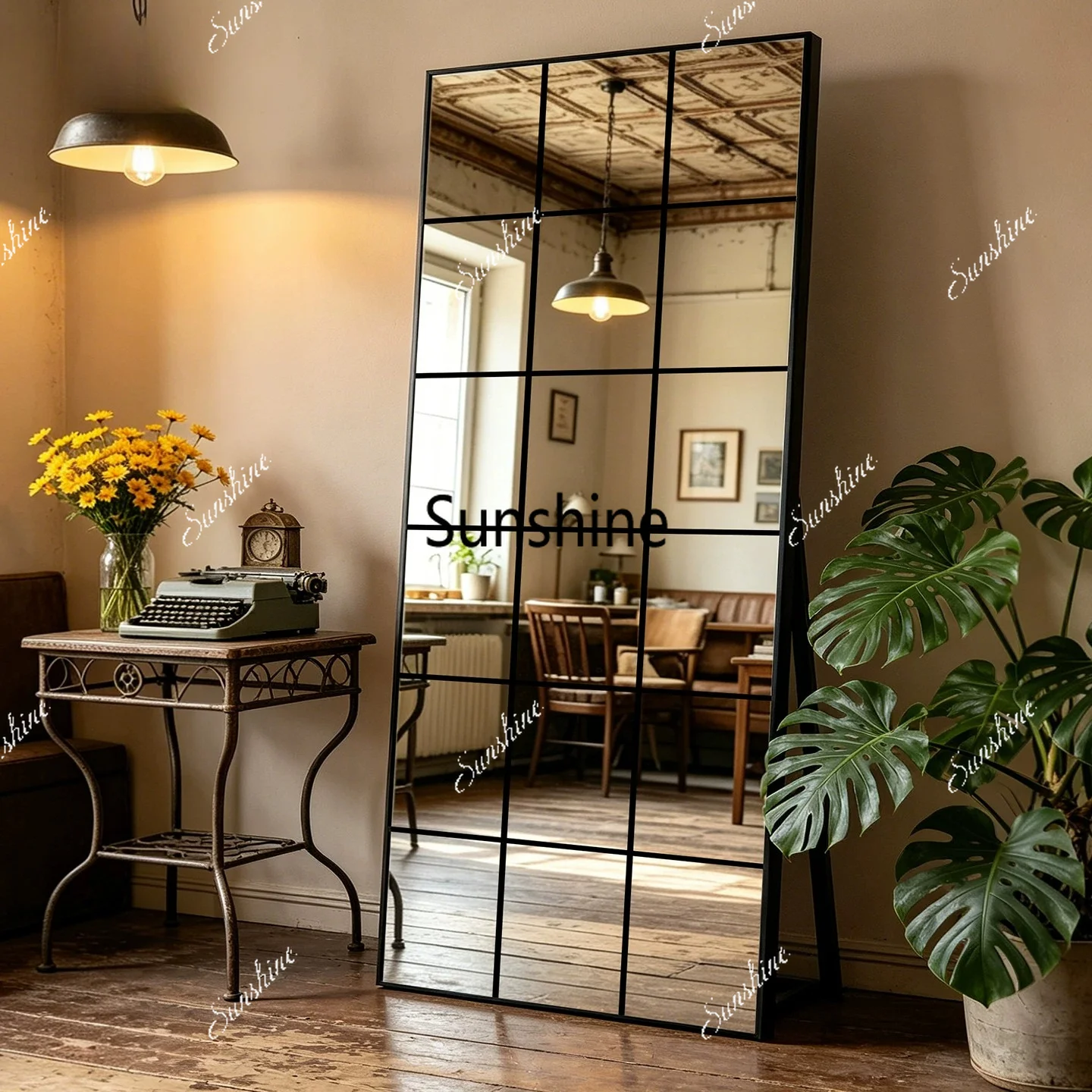 French living room bedroom floor mirror explosion-proof mobile fitting mirror