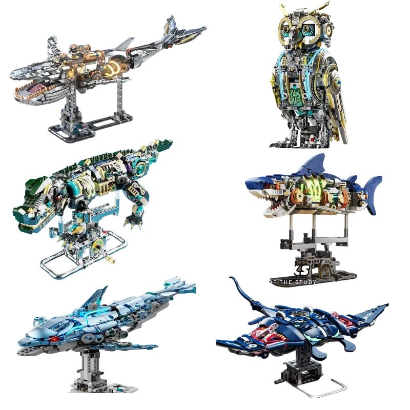 

Creative Technical Mechanical Animal Building Blocks, Whale Dolphin Crocodile Owl Model Kit, STEM Educational Toy Gift for Kids