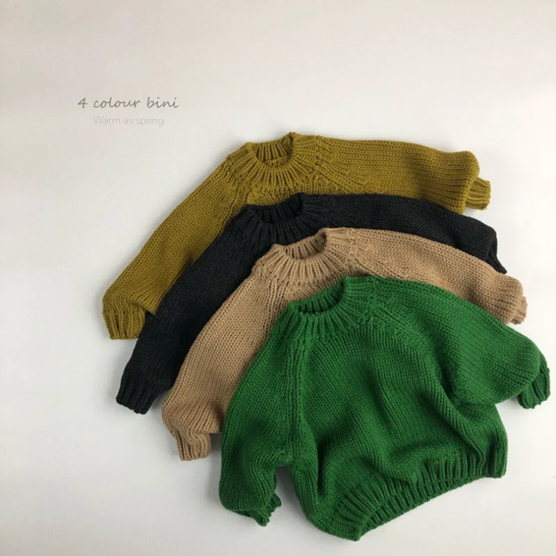 Winter Baby Boys Knitted Sweater Pullovers Kids Cotton Clothes Children\'s Oversized Sweater Toddler Girl Cardigans Knitwear Tops