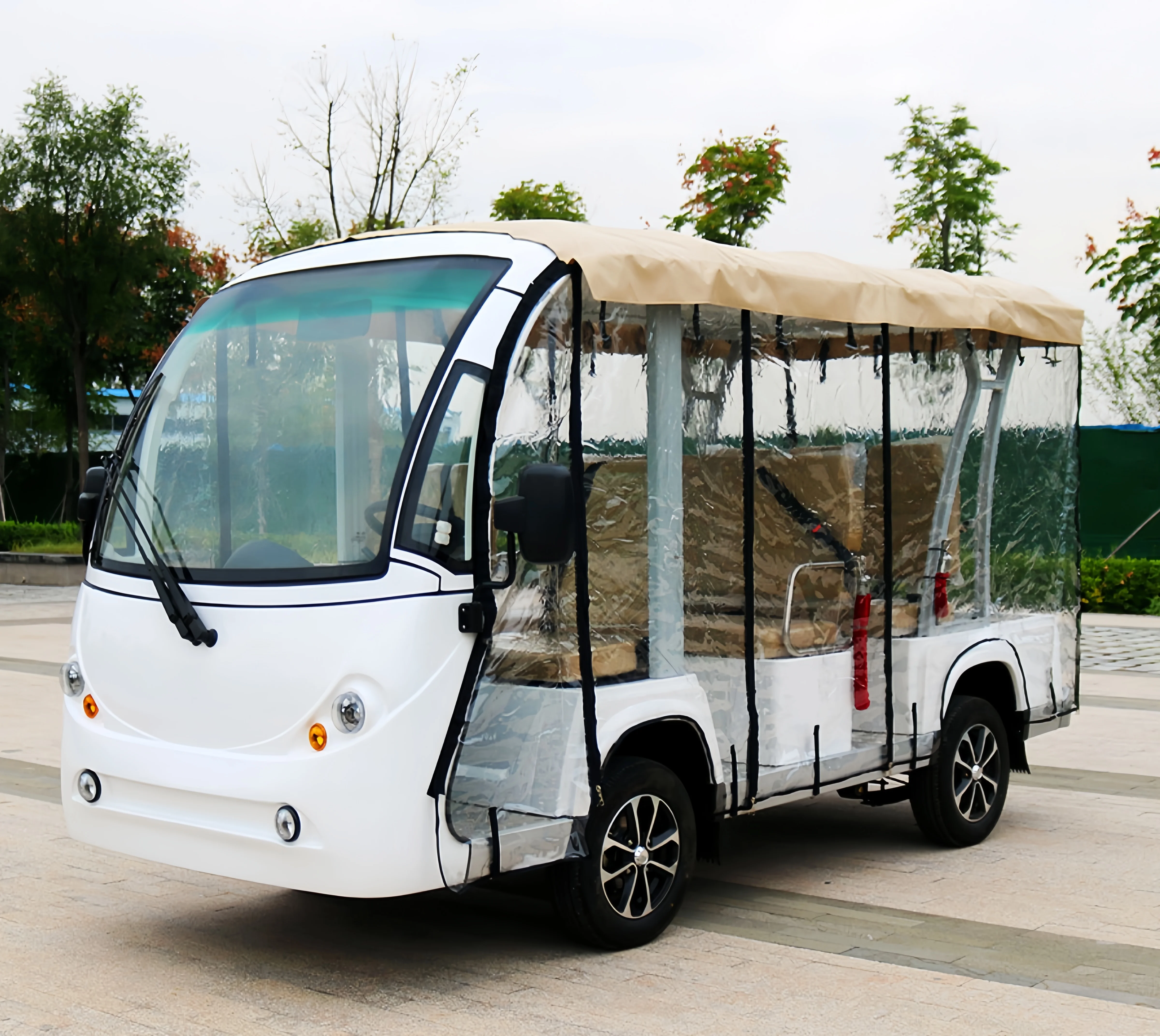 Export Wholesale 14 Seats Electric Sightseeing Bus Electric Tourist Shuttle Car Used for hotel airport recepti on for Sale