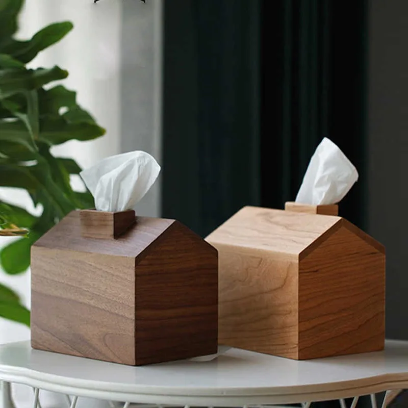 

Creative Wooden Tissue Box Simple Cute Living Room Home Use Restaurant Dinner Napkin Box Bla Walnut Wood Storage Organizer