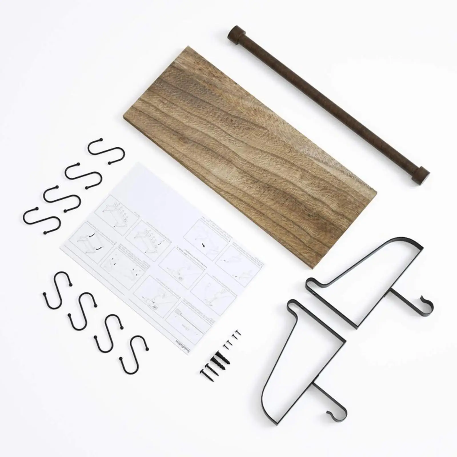Rustic Heavy Duty Floating Wood Shelves Hanger Kitchen Organizer Bracket