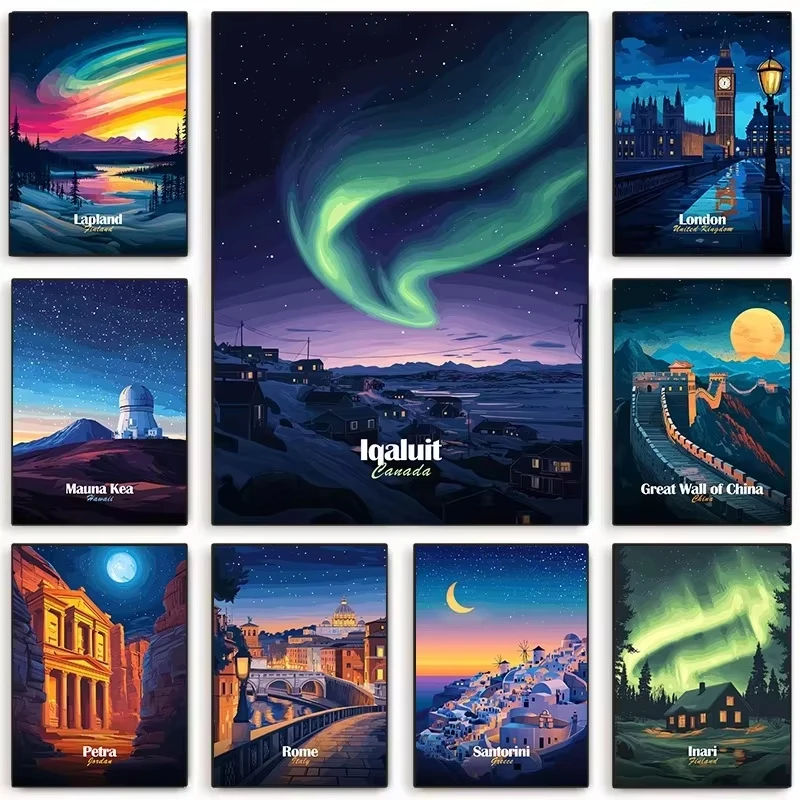 

1000Pieces Jigsaw Puzzle World Famous Cities Skyline Night Scene With Glowing Lights For Adults Family Fun Brain Teaser Gift