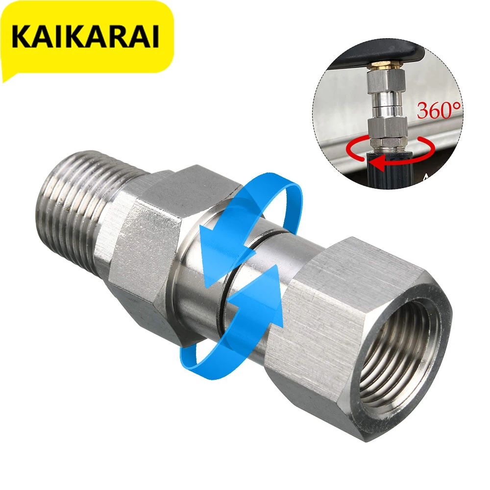 Myjka ciśnieniowa obrotowe 3/8 NPT i M22 14mm gwint męski ze stali nierdzewnej 360 ° bez załamania pistoletu do armatura do węży 4500 PSI