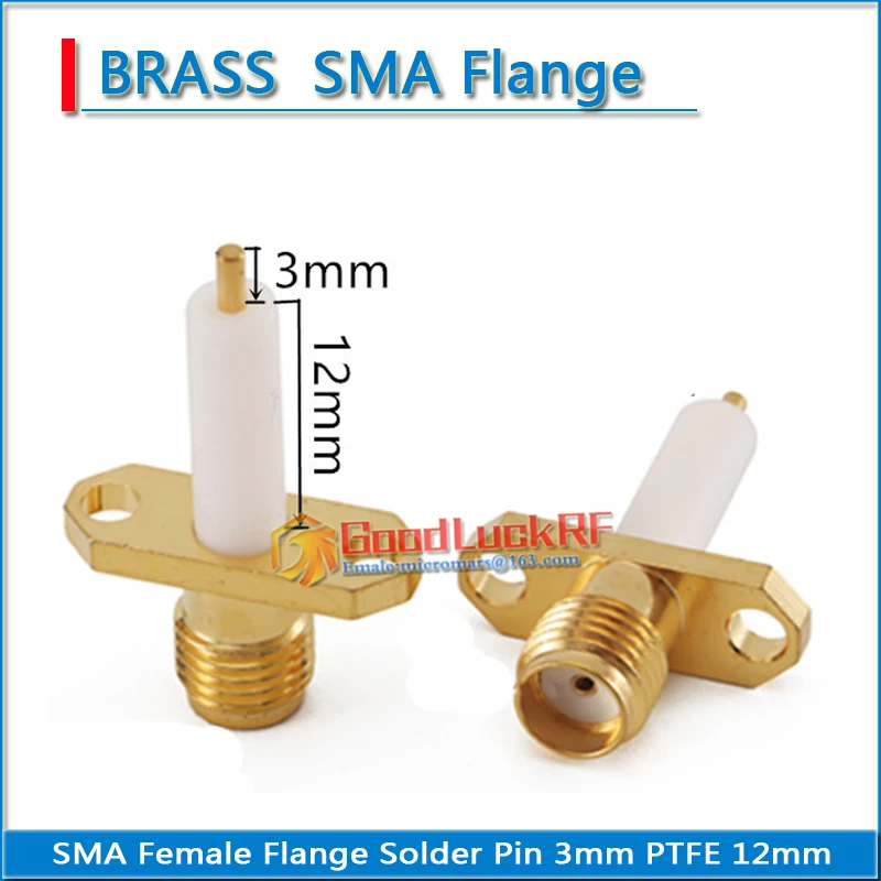 High-quality SMA Female plug With 2 hole 4 Hole Flange Chassis Panel Mount deck Solder Copper Pin 3mm PTFE 12mm 15mm Brass