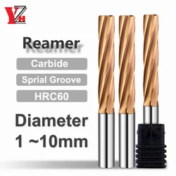 YZH karbür makine sıkacak Reamer 1mm ~ 10mm kaplı Spiral oluk 3F 4F 6F tolerans H7 iç delik Harened çelik Metal kesici CNC