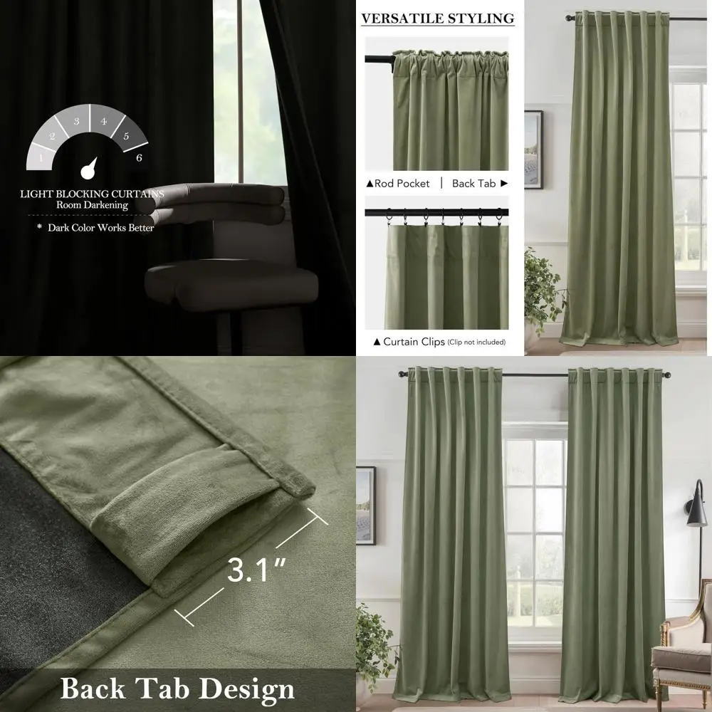 

Элегантные бархатные шторы цвета шалфейной зелени, 52x108, светопоглощающие панели для гостиных/комнат для гостей