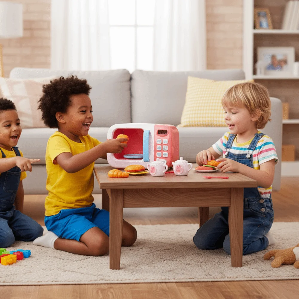 Appareils ménagers créatifs, jouets colorés, Simulation Montessori, micro-ondes, légumes, four interactif, jouets de cuisine