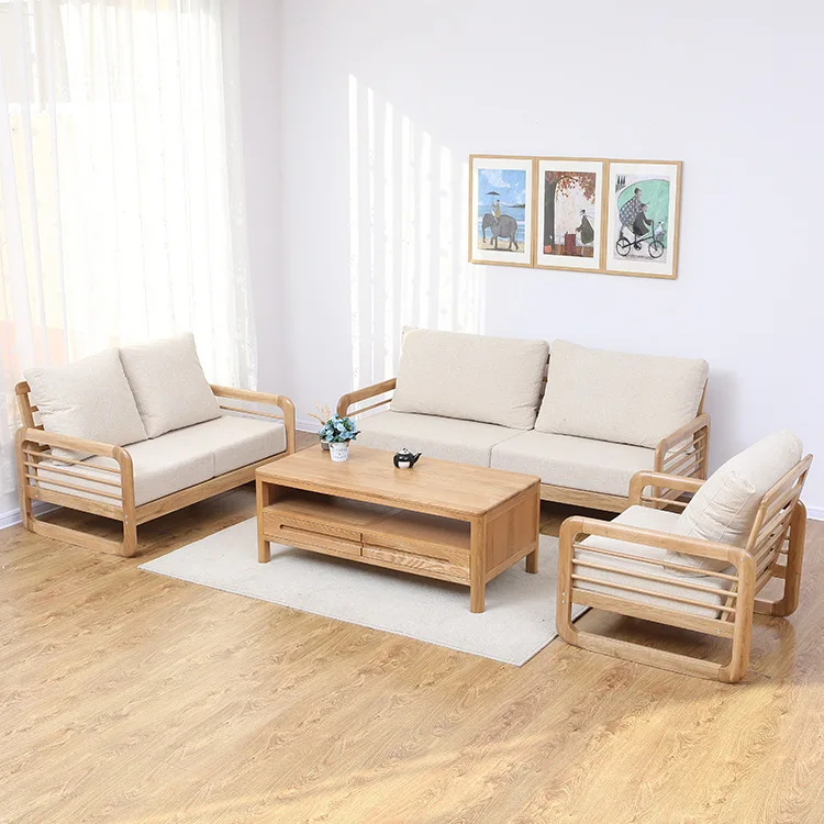 

Customizable Nordic all solid wood sofa combination