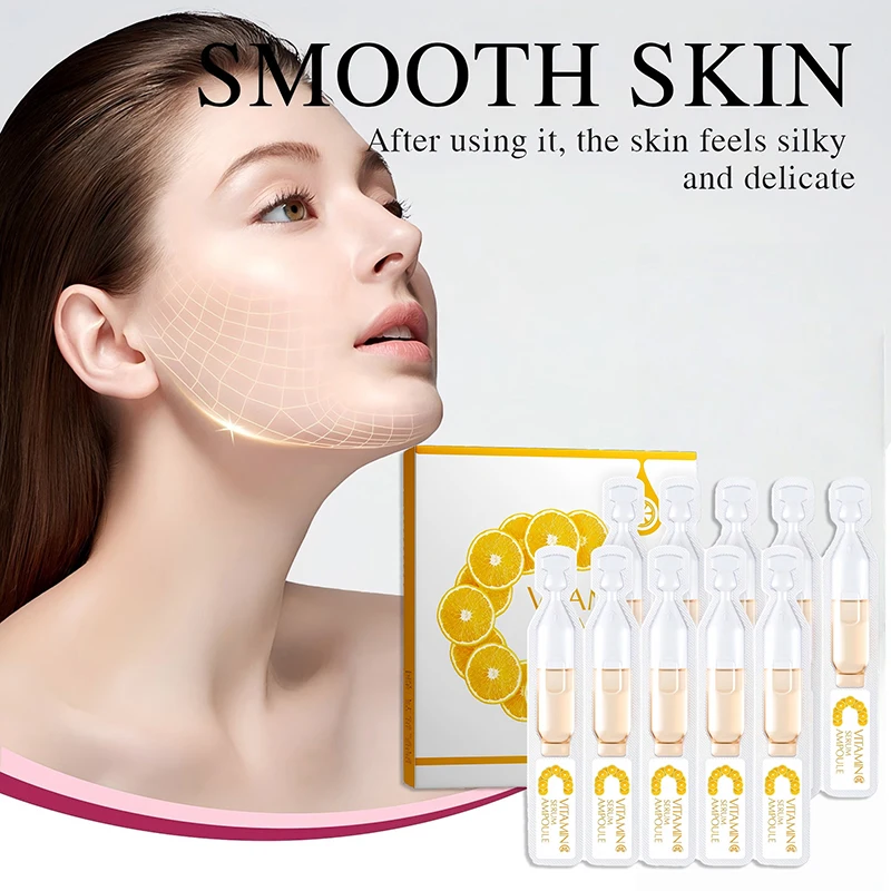 Suero de ampolla de vitamina C, reafirmante al instante, hidratante, de un solo uso, reparación iluminadora, mejora la piel opaca, 10 Uds.
