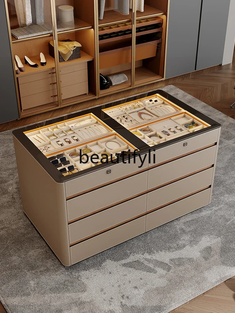 Haute couture villa large flat bedroom fingerprint lock storage cabinet jewelry display cabinet