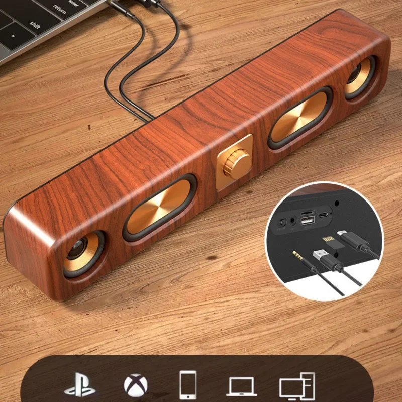 Simple Retro Bluetooth Speaker, High Quality, Dual Audio, Wood Grain Compact Speaker, Wireless Radio, Small Music Player