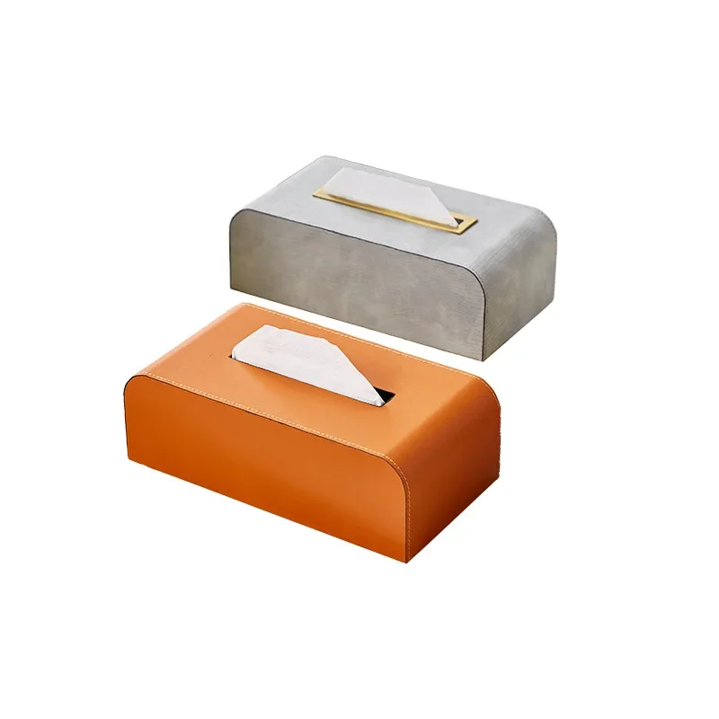 

New Chinese leather tissue box Internet celebrity home light luxury coffee table decoration practical quality paper box