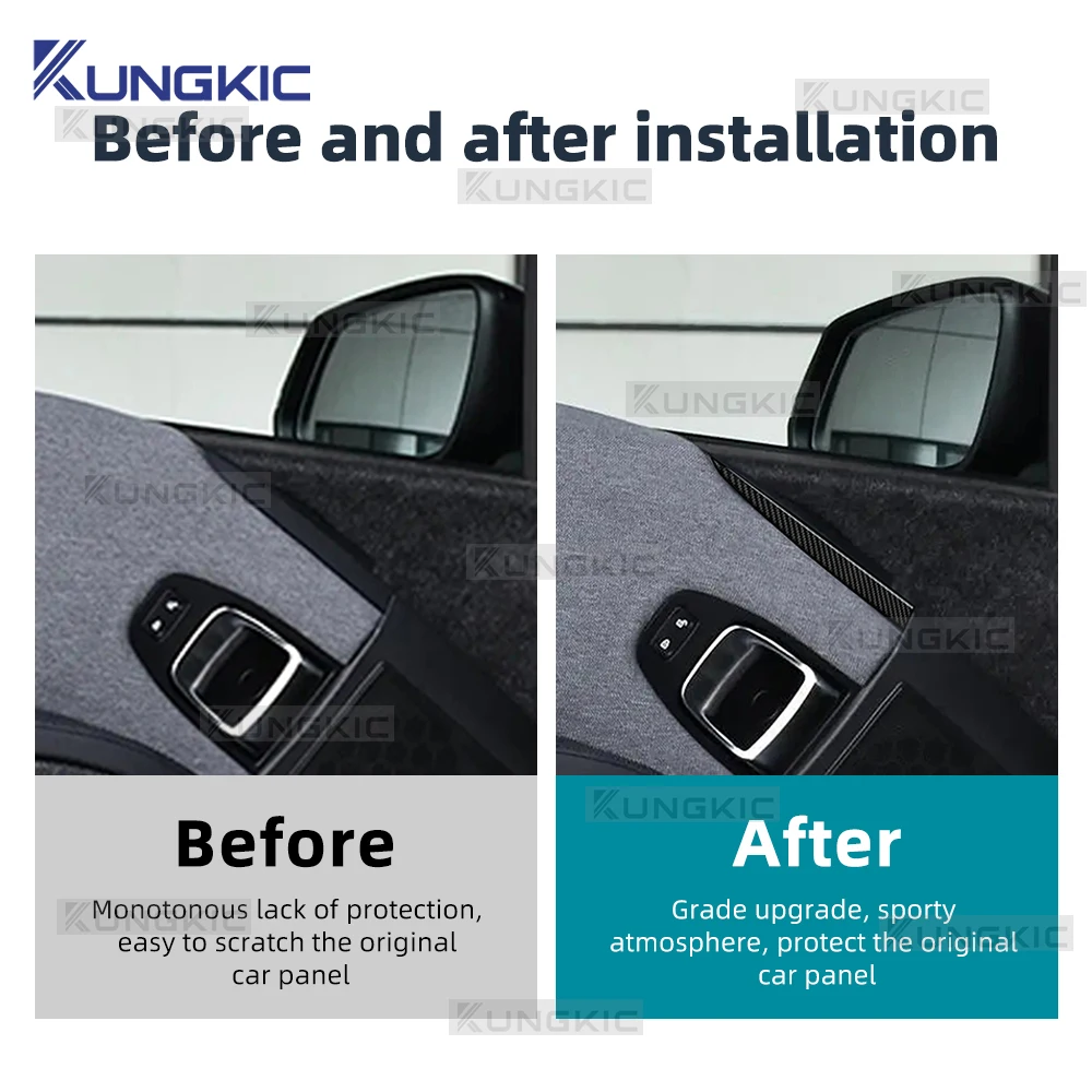 ملصق لوحة الزخرفة فوق مكبر صوت الباب مصنوع من ألياف الكربون الناعمة الحقيقية لسيارة BMW i3 2013 2014 2015 2016 2017 2018 2019 2020 2021 2022