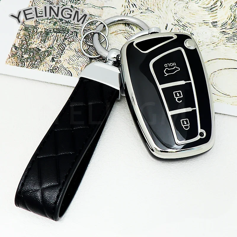 3 4Buttons Key Case Cover Holder Fob for Hyundai Grandeur HG Sedan Santa Fe 3DM Grand Santa Fe 2018 IX45 Equus Azera Genesis G80