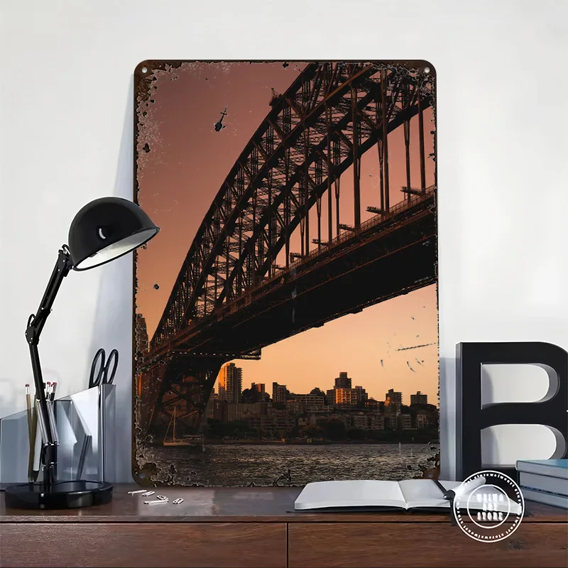 Sydney Harbour Bridge Printed Poster Customized Retro Wall Art Vintage Metal Tin Signs for Decoration Home Decor Items House