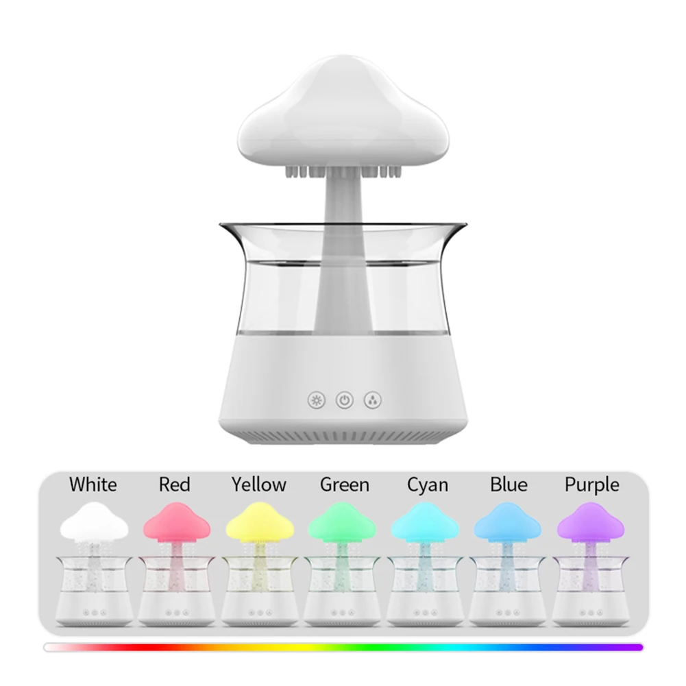

Mushroom Rain Air Humidifier Colorful Night Light Mini Water Diffuser Moisturize Skin Relieve Fatigues for Friends Family Gifts
