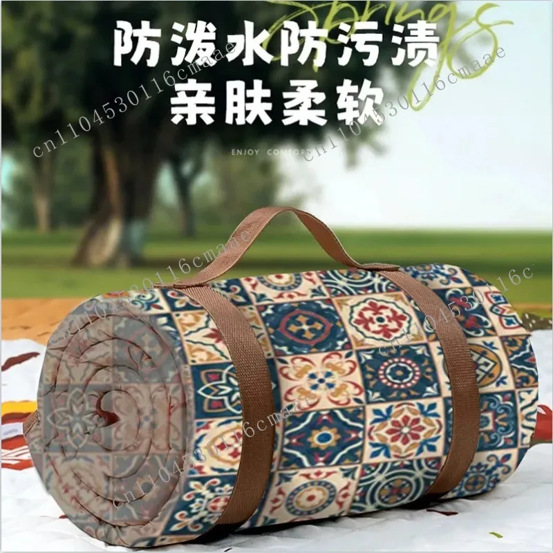 

Влагонепроницаемый коврик для пикника, утолщенный, для летнего кемпинга, пляжа, весенних прогулок, водонепроницаемый, для путешествий и отдыха на природе.