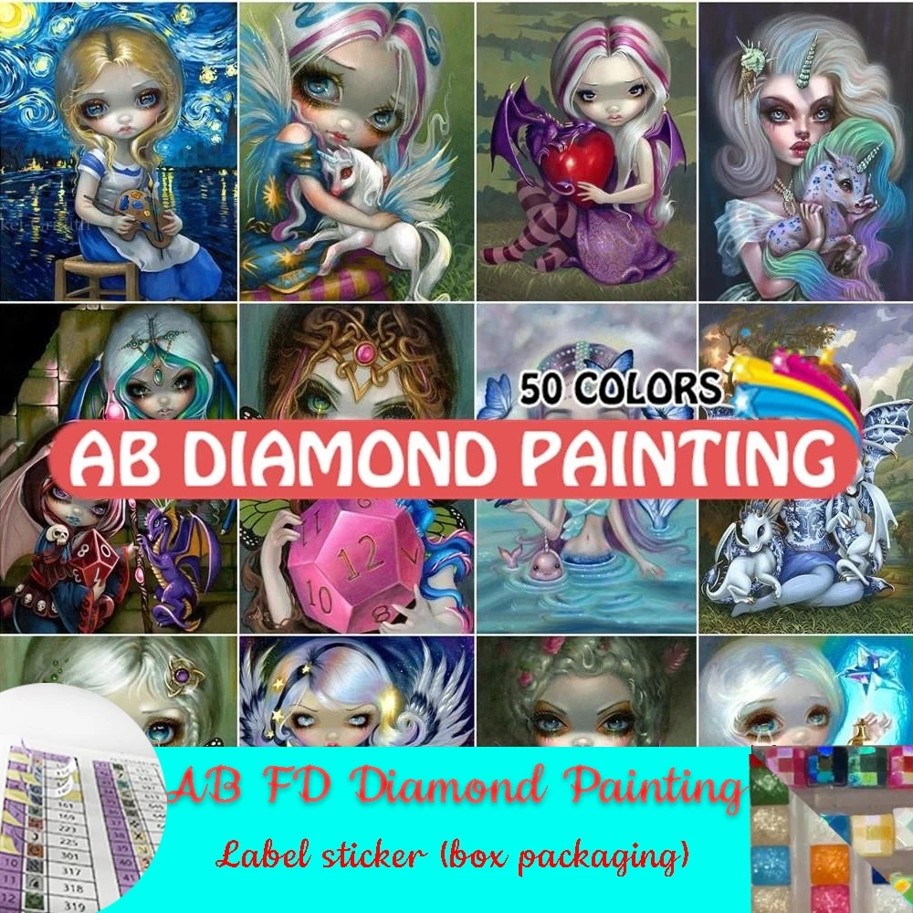  AB FD Diamond Painting Puppet Princess Spirit Rhinestone Embroidery Cross Stitch Mosaic Cartoon Cute Girl 5D DIY Home Decor Kit