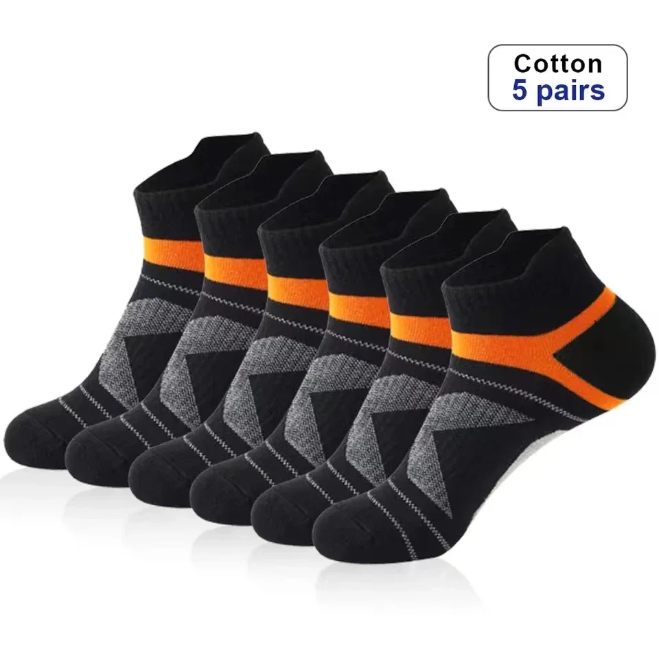 

5 Pairs High Quality Socks Men Summer Outdoor Casual Cotton Socks Short Breathable Black Ankle Socks Run Sports Socks Size 38-45
