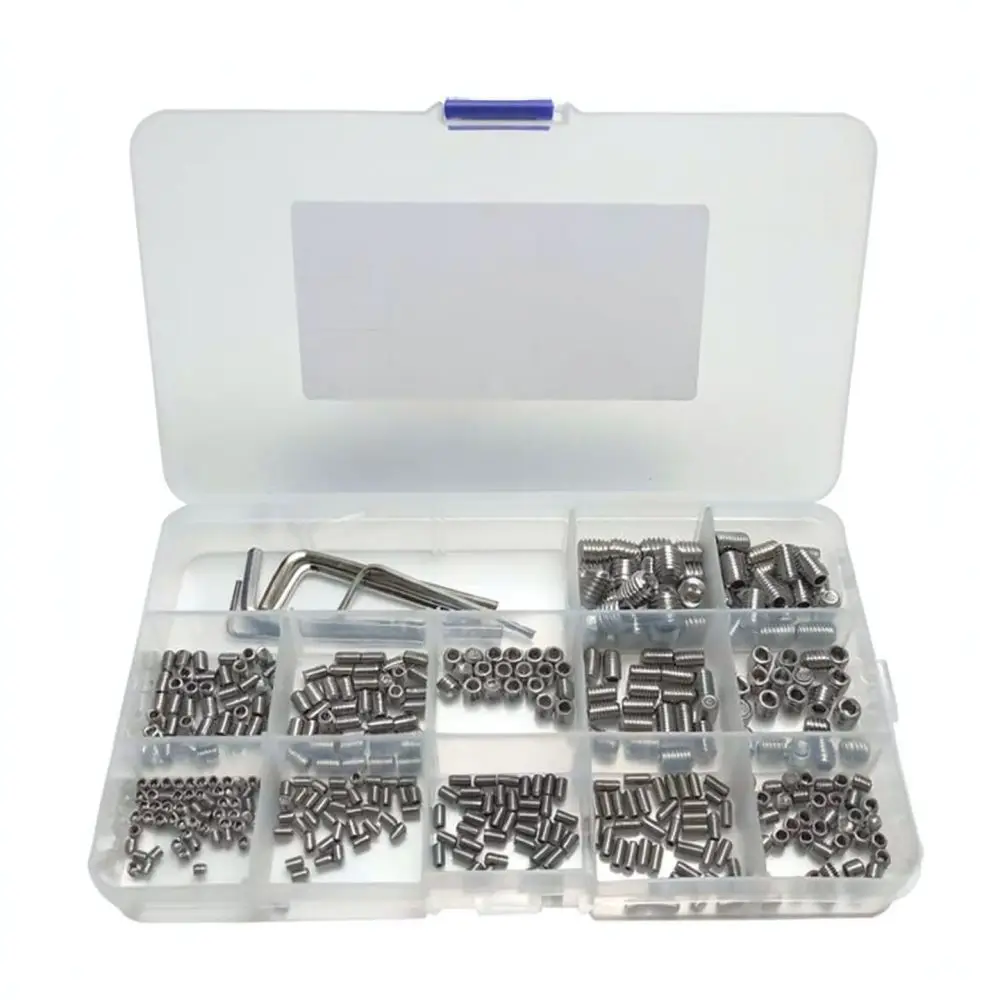 Stainless Steel Grub Screws Hex Socket Cup Point Fastener Kit With Wrench For Daily Hardware Maintenance And Assembly