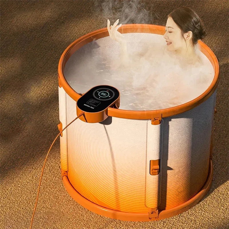 Heated Bath Bucket Adult Foldable Bathtub Household Bathroom Bath Bucket Bidet Constant Temperature Full Body Portable Bathtub