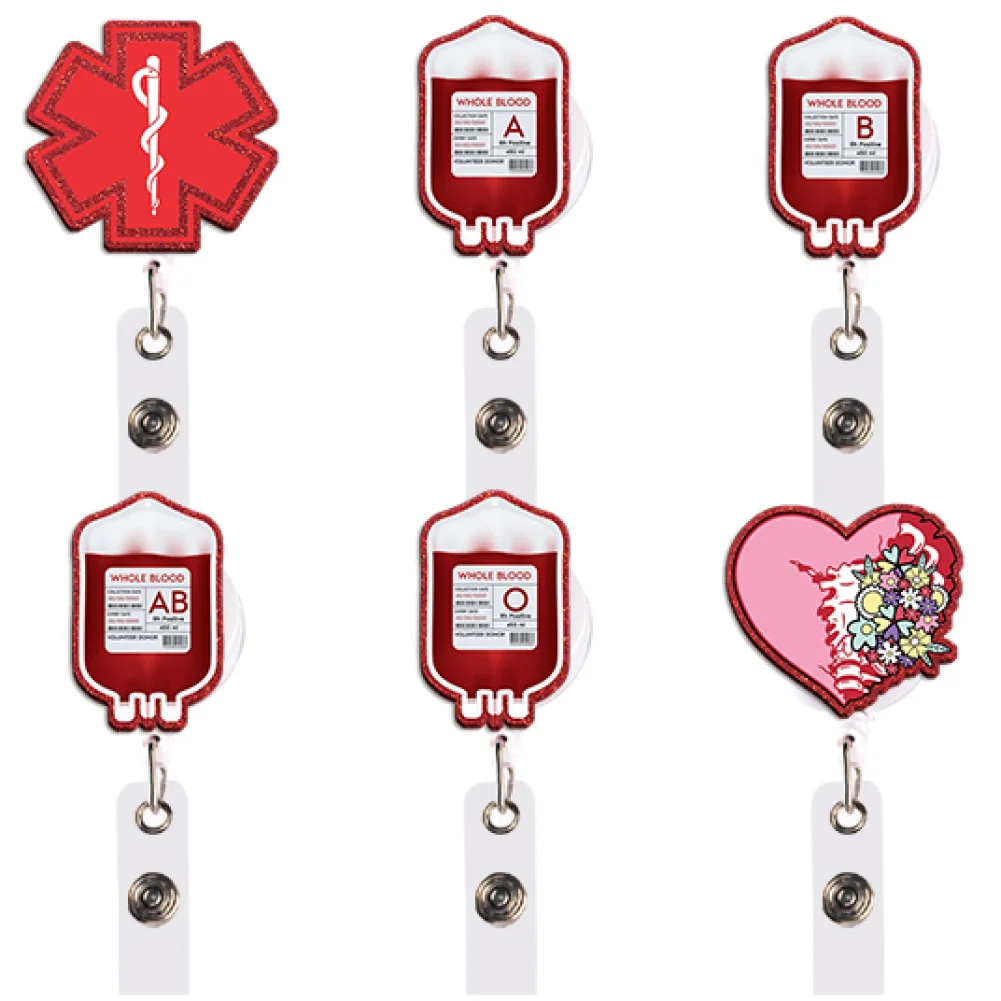 Medical Care Doctor Nurse Treat Color Glitter Acrylic Reel Clip for Card Holder Badge Keychains Student Work