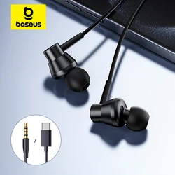 Baseus Encok HZ11/CZ11 in-ear Wired Earphones Powerful Bass Type-C/3.5mm Jack Wired Headphones For Laptop Computer Tablet Phone