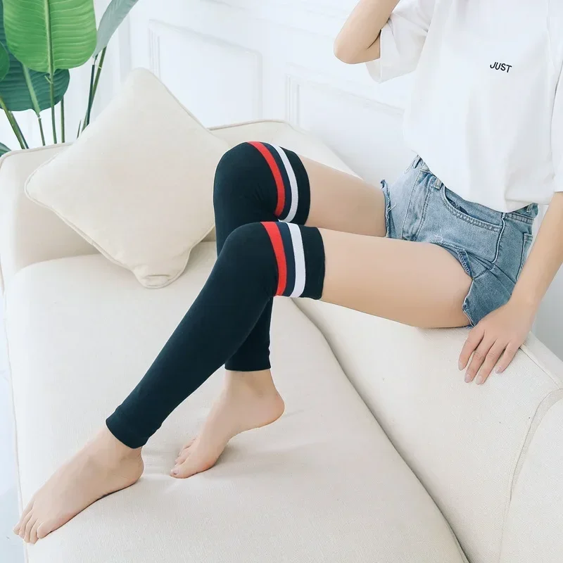 

Yoga Socks Running Sports Cycling Warm Socks Cover Stripe Winter Air Conditioning Room Warm Knee Pads Shin Cover Women Polainas