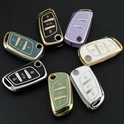 For Citroen C2 C3 C4 C5 C6 C8 DS4 for Peugeot 107 207 306 307 407 308 607 New TPU Car Flip Key Case Cover Shell Fob