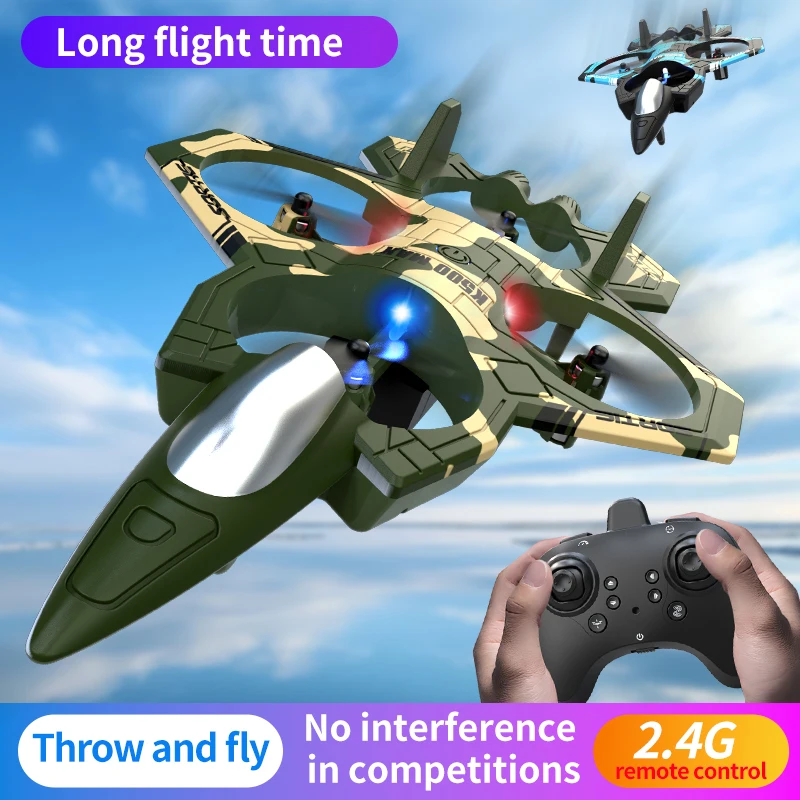 MINI Portable  RC Plane Aircraft Electric 4CH Remote Control Fighter 2.4G ED Lighting 360° Roll Throw Fly Fixed Attitude Hover