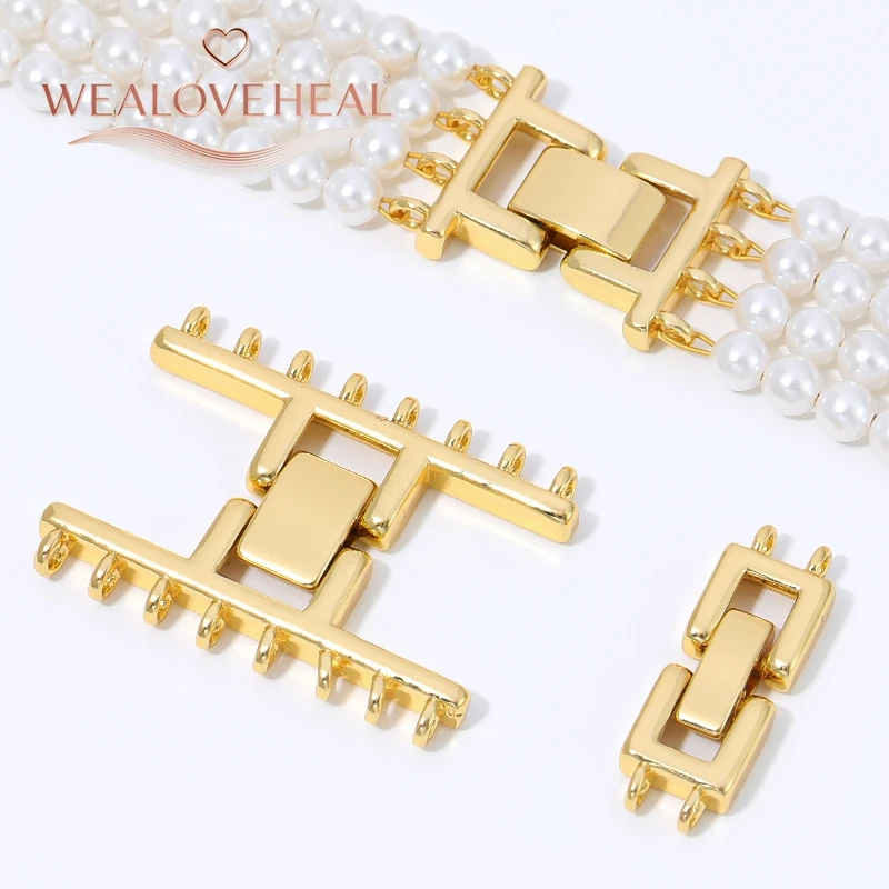 armband verschluss, 18K vergoldeter Messing-Mehrstrang-Kastenverschluss für Perlenketten und Armbänder, 2, 4, 8-reihiger Verbinder, DIY Schmuckherstellungszubehör, Verschluss – Detail 16