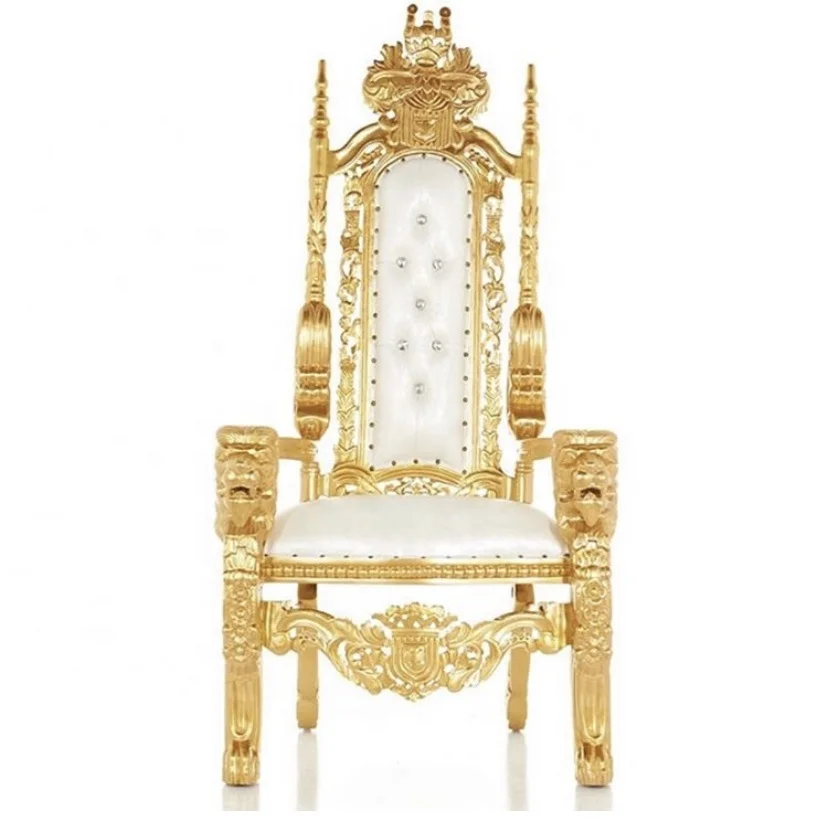 

Luxury Royal Cheap King's Throne Golden Wedding Chair Bride and Groom's Lion Chair