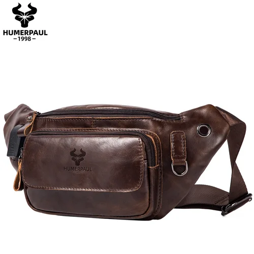 Imagen 1 del producto LAREET 100% bolso de pecho de cuero genuino para hombres deporte Casual con moda al aire libre bolso cruzado con carga USB
