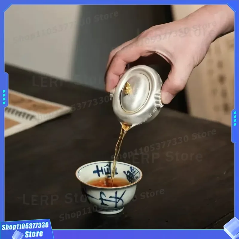 Handmade Zisha Teapot Kung Fu Tea Set Liu Yin Style Purple Clay Pot Traditional Chinese Brewing Vessel for Home Office Use