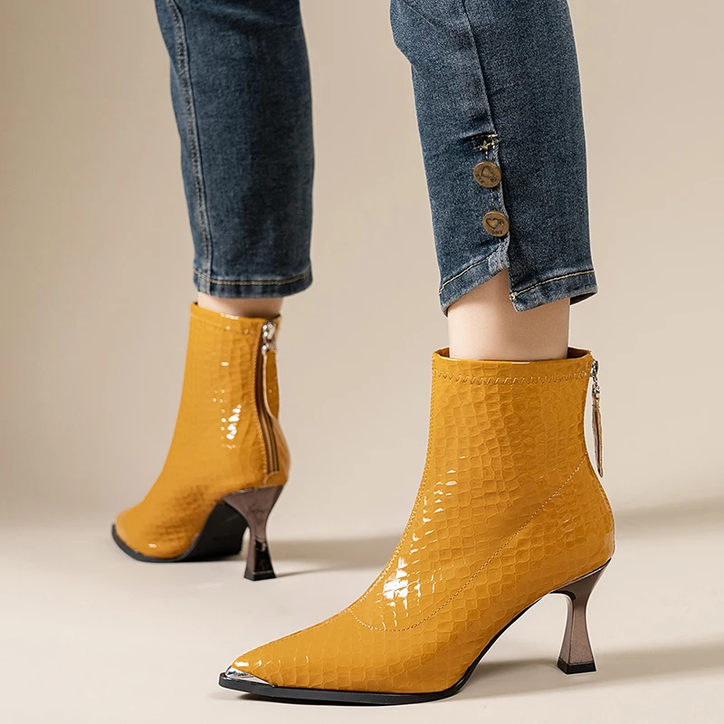 Slim Heels, Pointed Toe, Back Zipper Waterproof Platform, Versatile, Comfortable, Anti-slip and Breathable Women's Ankle Boots
