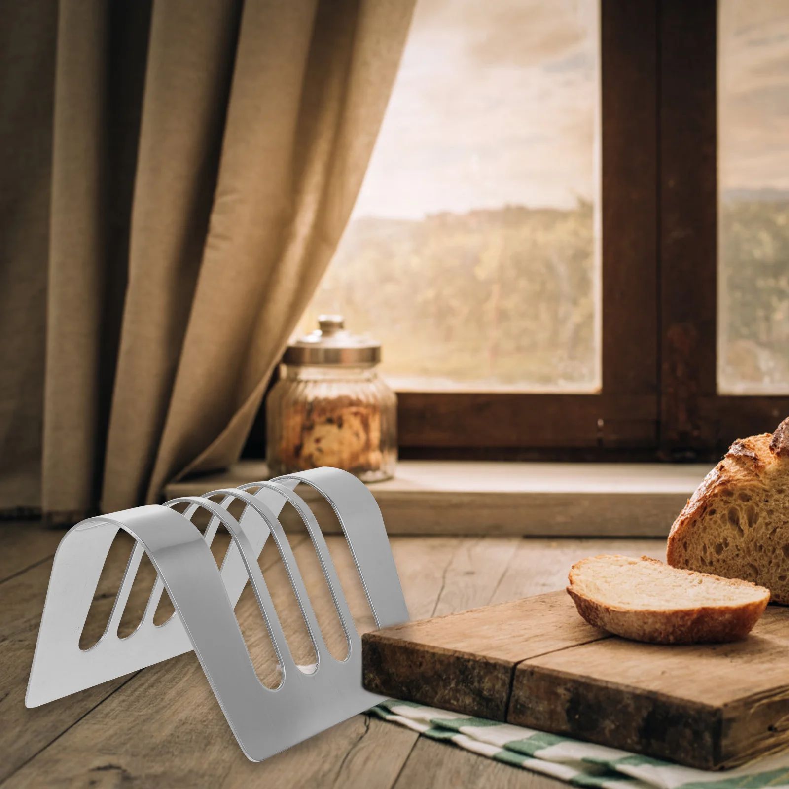

1Pcs Stainless Steel Bread Rack Elegant Bread Slice Holder Multi-Grid Cooling Rack Breakfast Tray Food Serving Stand Home Supply