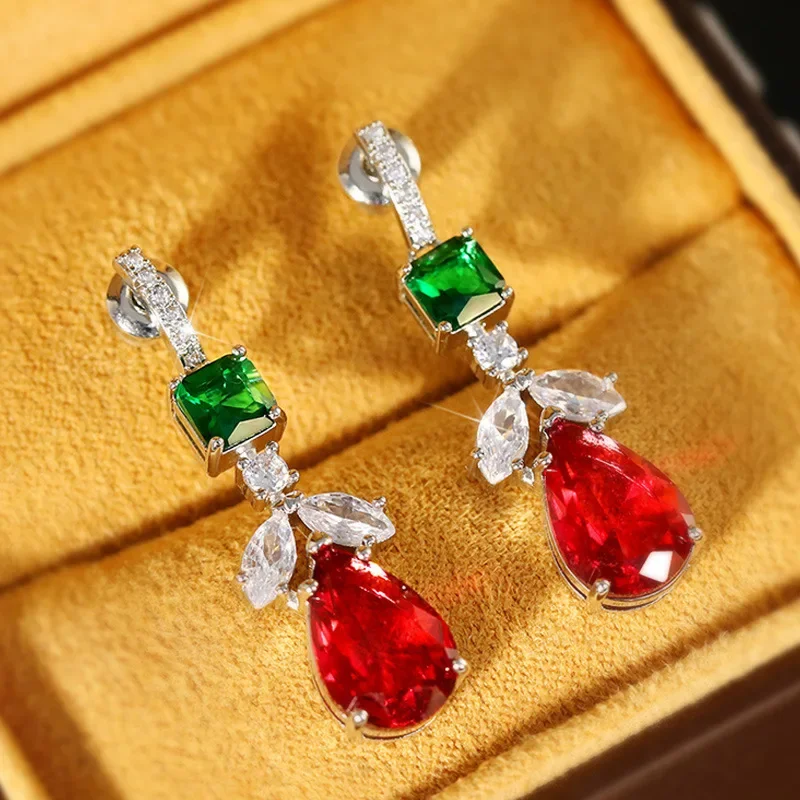 

Fashion Gorgeous Cubic Zirconia Drop Shape Dangle Earrings for Women New Luxury Multicolor Earrings Holiday Jewelry Accessories