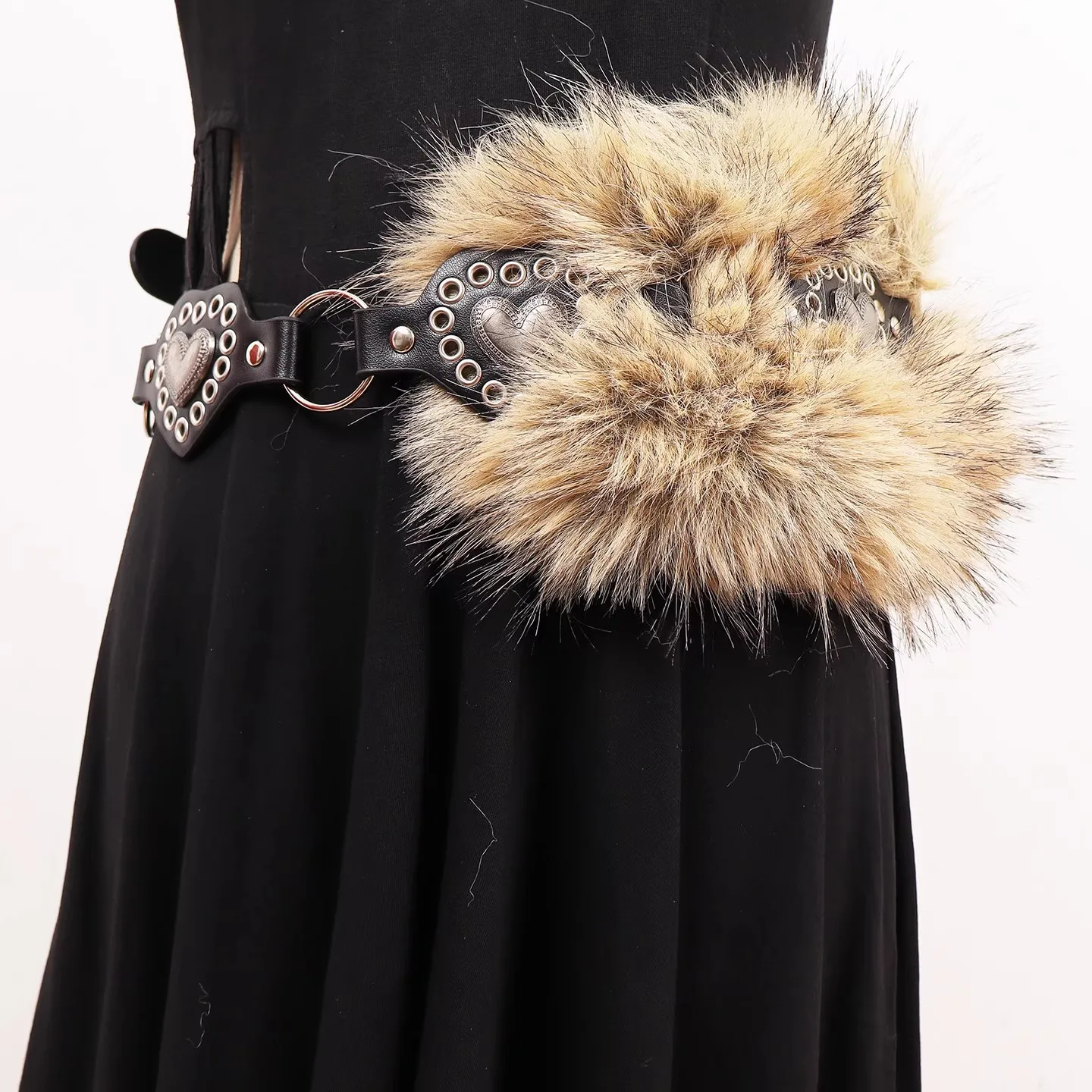 المرأة خمر فو الفراء المرقعة بولي Leather الجلود فستان Cummerbunds الكورسيهات حزام أحزمة الديكور واسعة حزام R3107