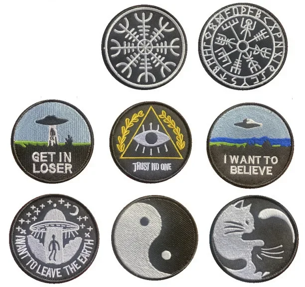 Тактическая нашивка с круглым крючком и петлей, значок с вышивкой викингов Yggdrasil, эмблема Тай Цзи, НЛО, отзит, декоративные насадки для кепки рюкзака