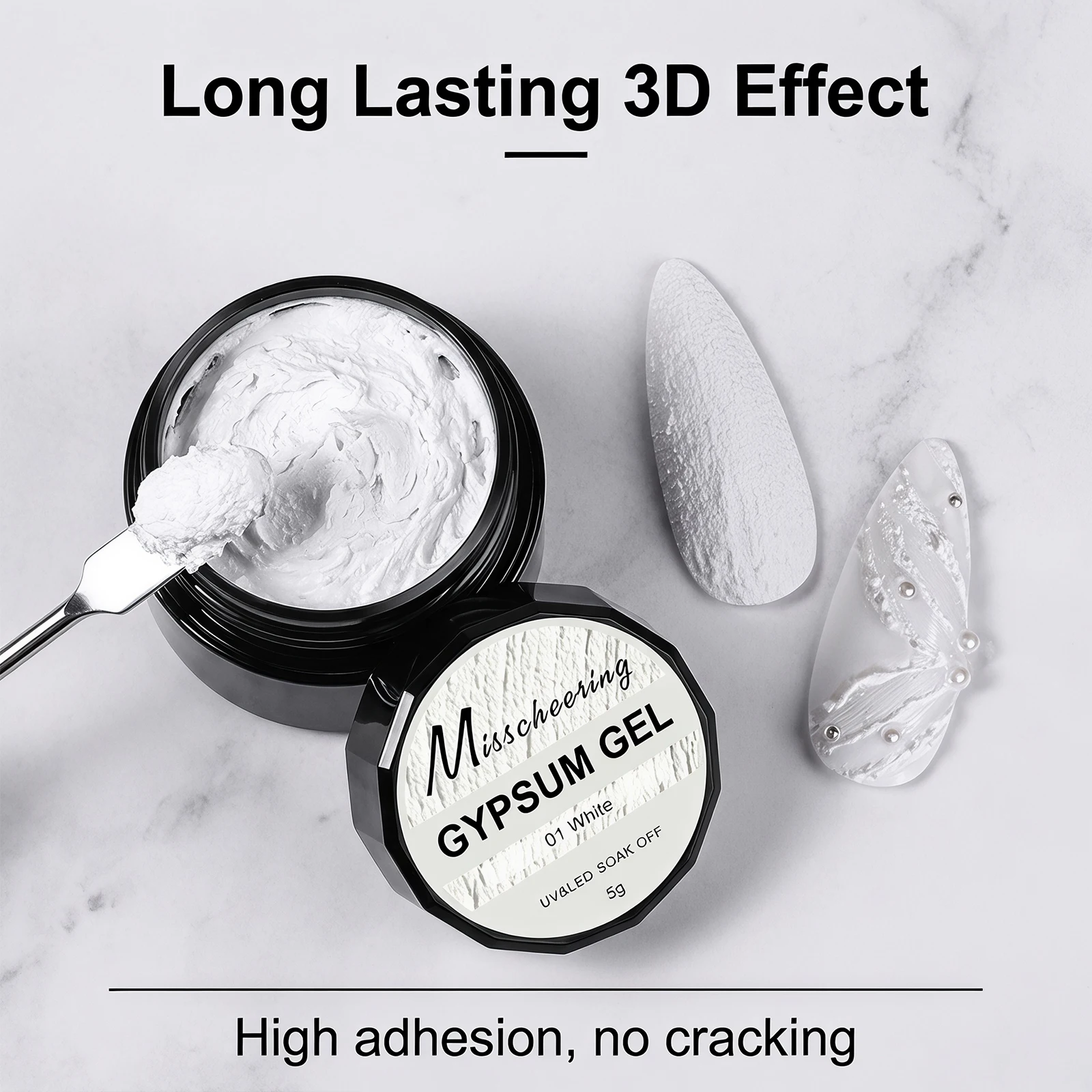 Misscheering 5g Gypsum 3D Nail Gel Sandy Texture No Wipe UV LED Soak Off Embossed Sculpting Gel for DIY Salon Nail Art Design