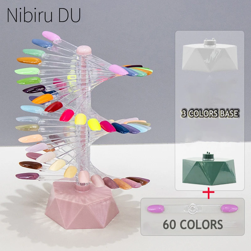 

60Pcs Nail Tip Display Stand Spiral Nail Polish Display Stand Clear DIY Nail Art Sample Stick Nail Practice Color Display Board