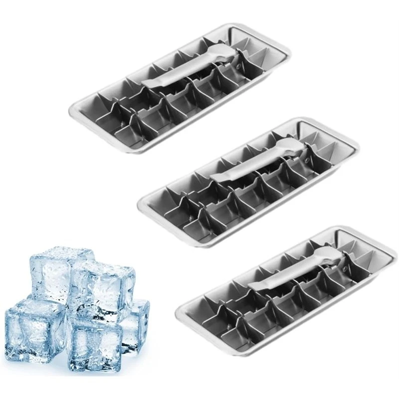 NEW HOT in Stock-Easy Release Handle 18-Slot Stainless Steel Icecube Tray 3-Pack For Making Variety Of Ice CUBES